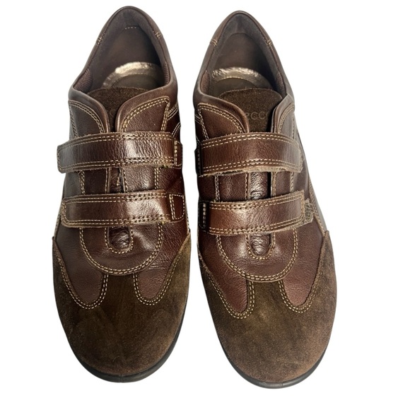 ECCO BABETTE WOMEN’S SNEAKERS  BROWN LEATHER,SUEDE HOOK & LOOP CLOSURE 40,US 9.5 - Picture 1 of 12